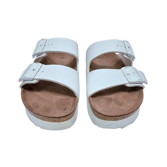 Birkenstock Papillio Platform Women's Size 8 Arizona Buckle Sandal White Brown - Picture 2 of 10